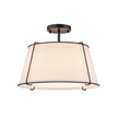 Classic Linen Drum Ceiling Lamp – Semi-Flush Mount with Brass Detail