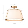 Classic Linen Drum Ceiling Lamp – Semi-Flush Mount with Brass Detail