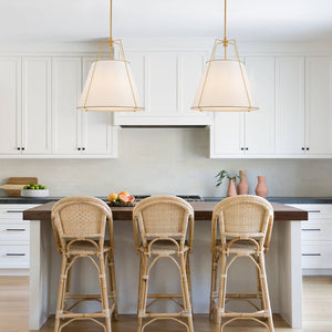 Minimalist Linen Pendant Lamp – 4-Light Brass Fixture for Modern Homes