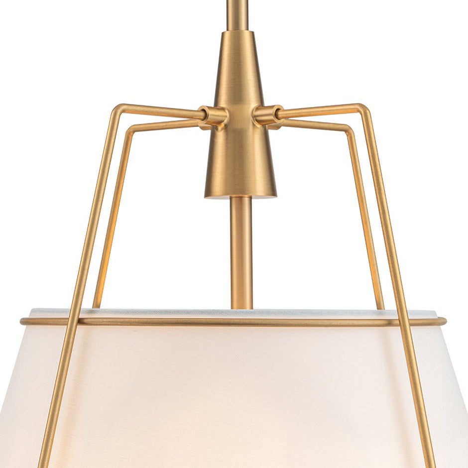 Minimalist Linen Pendant Lamp – 4-Light Brass Fixture for Modern Homes