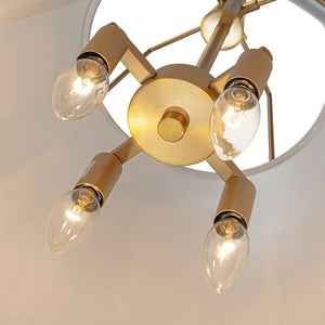 Minimalist Linen Pendant Lamp – 4-Light Brass Fixture for Modern Homes