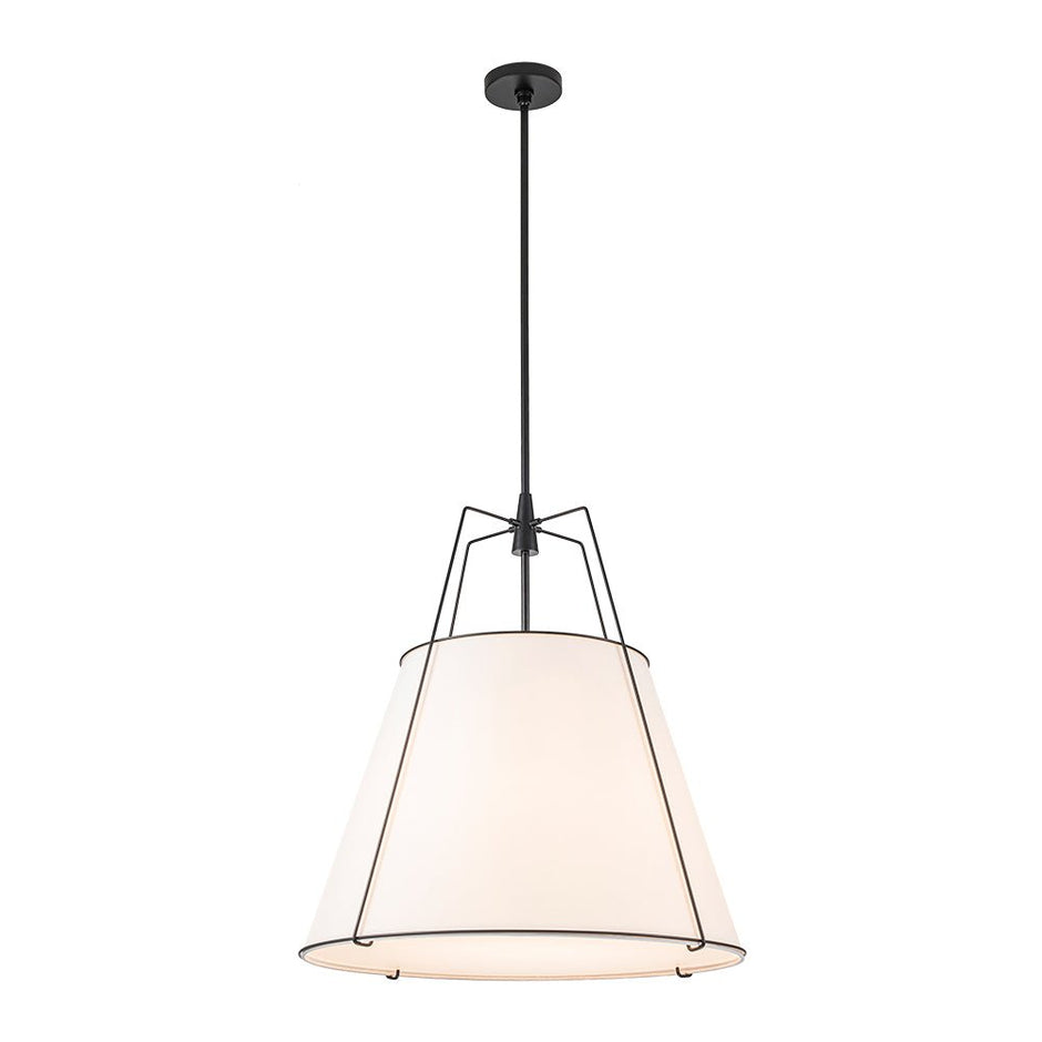 Minimalist Linen Pendant Lamp – 4-Light Brass Fixture for Modern Homes