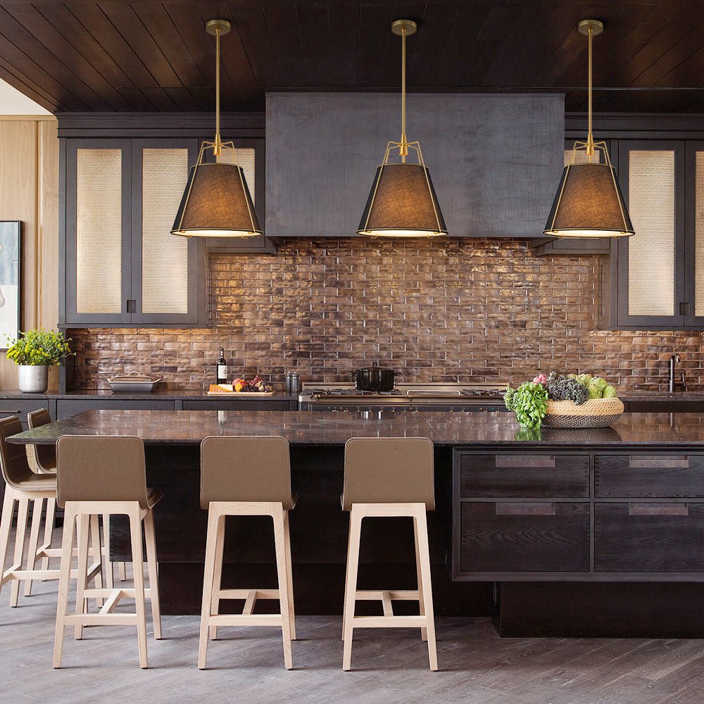 Minimalist Linen Pendant Lamp – 4-Light Brass Fixture for Modern Homes