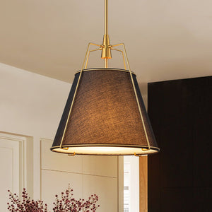 Minimalist Linen Pendant Lamp – 4-Light Brass Fixture for Modern Homes