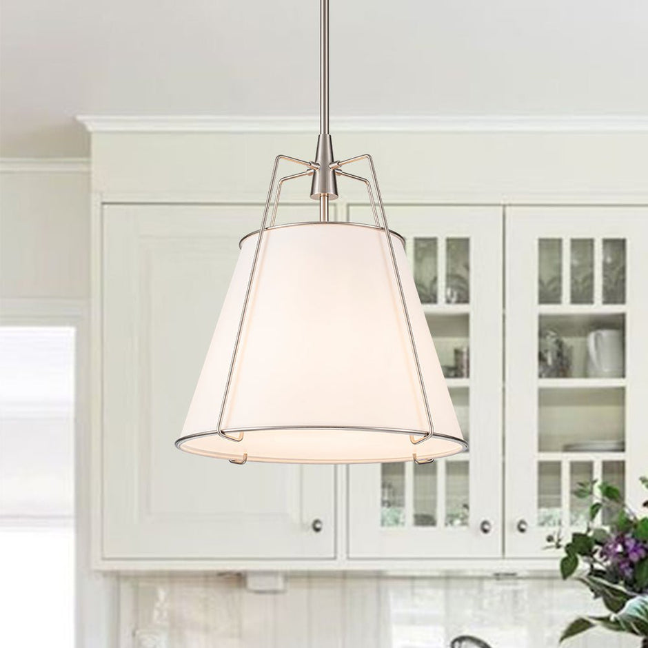 Minimalist Linen Pendant Lamp – 4-Light Brass Fixture for Modern Homes