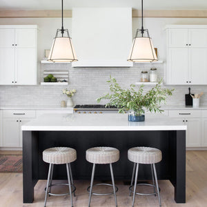 Minimalist Linen Pendant Lamp – 4-Light Brass Fixture for Modern Homes