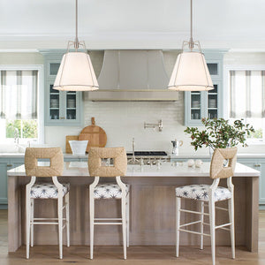 Minimalist Linen Pendant Lamp – 4-Light Brass Fixture for Modern Homes