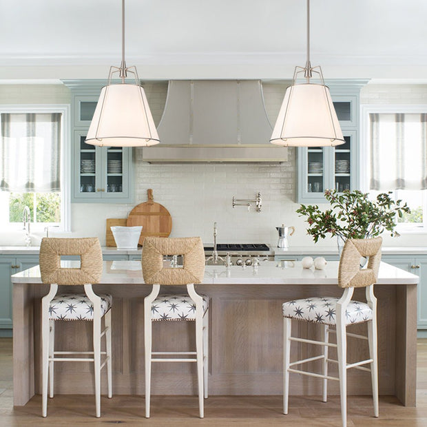 Minimalist Linen Pendant Lamp – 4-Light Brass Fixture for Modern Homes