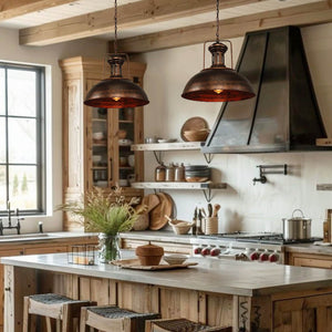 Pendant Light for Farmhouse Rustic Rusty Dome