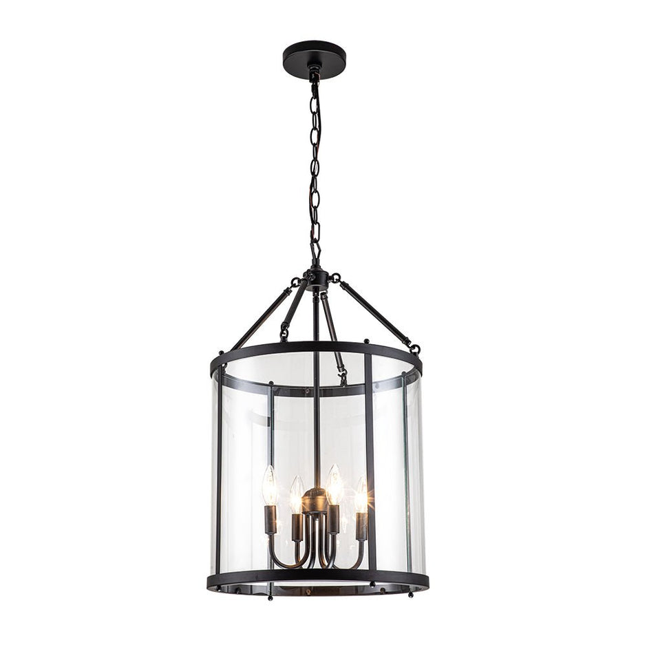 Elegant 4-Light Glass Lantern Pendant – Dimmable Hanging Ceiling Light
