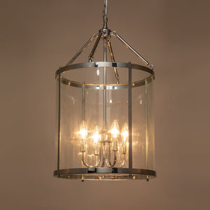 Elegant 4-Light Glass Lantern Pendant – Dimmable Hanging Ceiling Light
