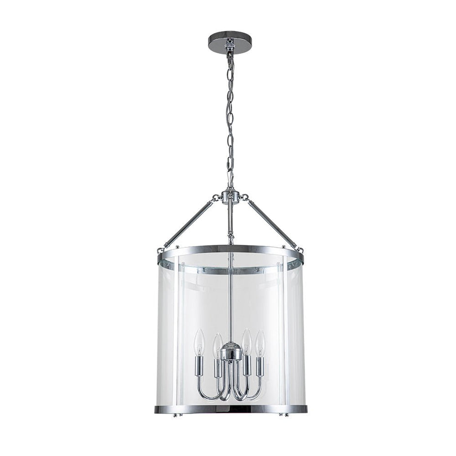Elegant 4-Light Glass Lantern Pendant – Dimmable Hanging Ceiling Light