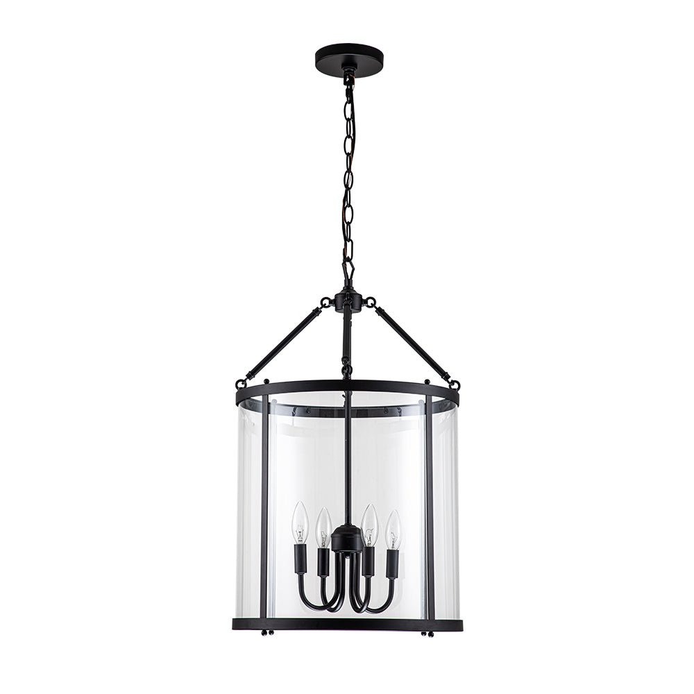 Elegant 4-Light Glass Lantern Pendant – Dimmable Hanging Ceiling Light