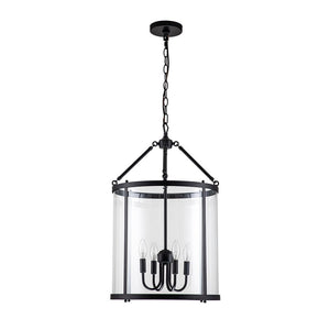 Elegant 4-Light Glass Lantern Pendant – Dimmable Hanging Ceiling Light
