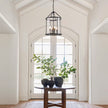 Elegant 4-Light Glass Lantern Pendant – Dimmable Hanging Ceiling Light