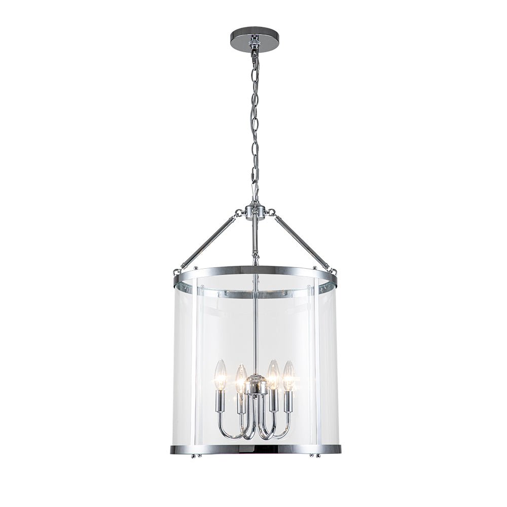 Elegant 4-Light Glass Lantern Pendant – Dimmable Hanging Ceiling Light