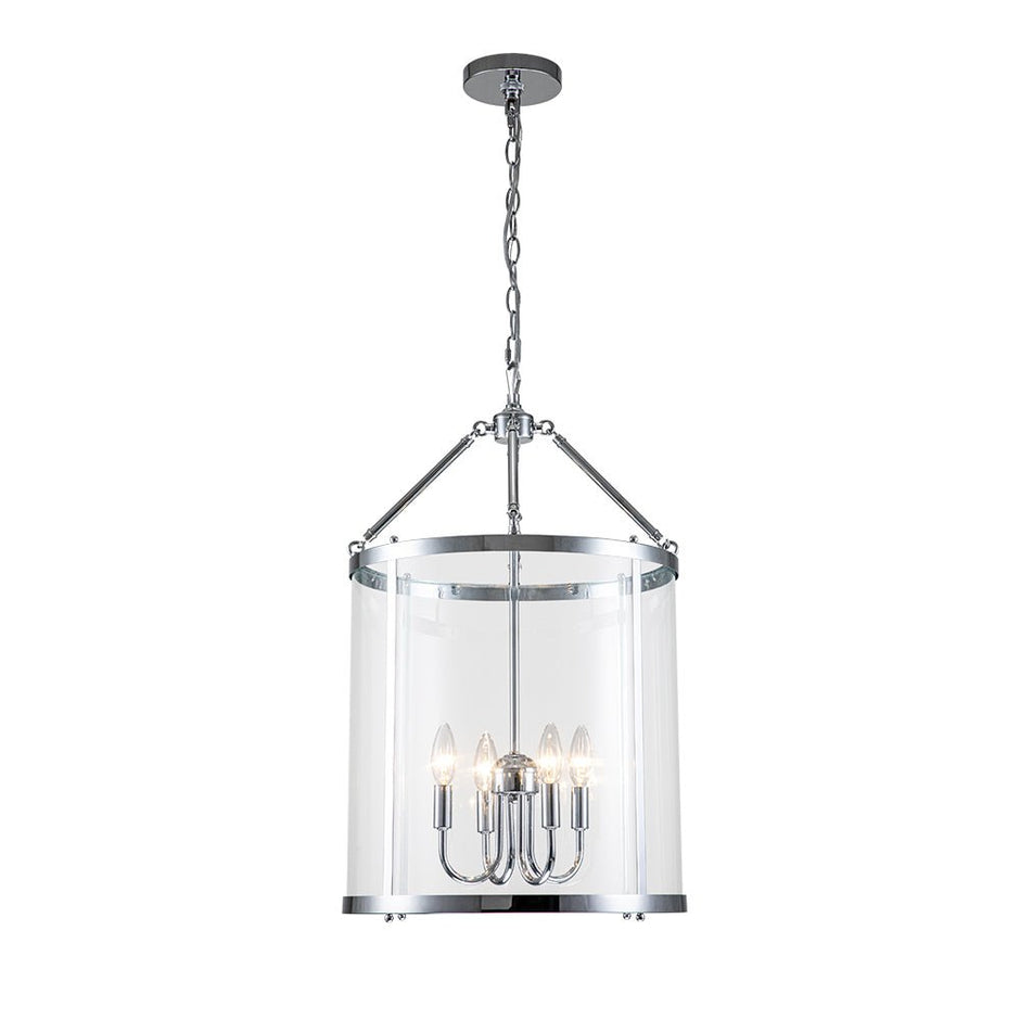 Elegant 4-Light Glass Lantern Pendant – Dimmable Hanging Ceiling Light