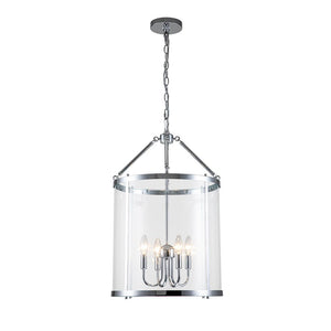 Elegant 4-Light Glass Lantern Pendant – Dimmable Hanging Ceiling Light