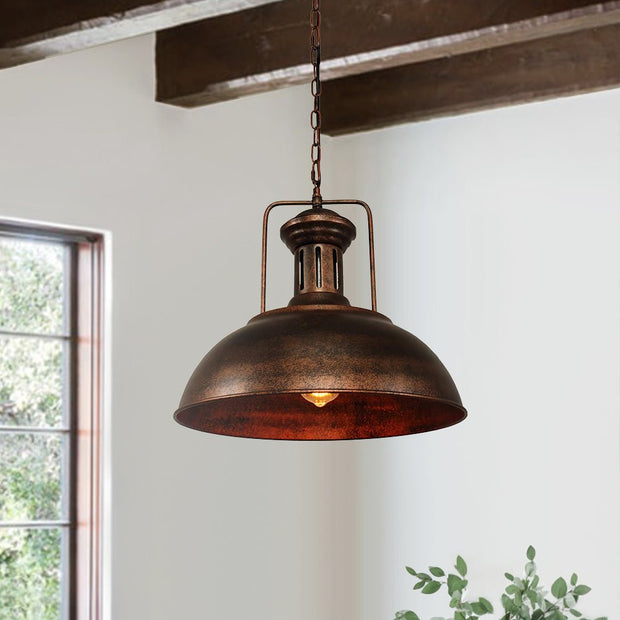 Pendant Light for Farmhouse Rustic Rusty Dome