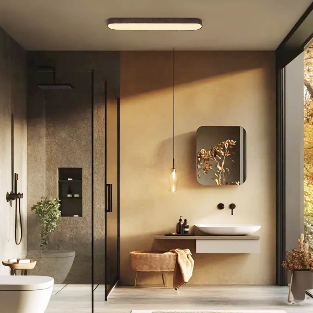 Ceiling Lights Flush Mount With Wood Accent Oval Shape Led