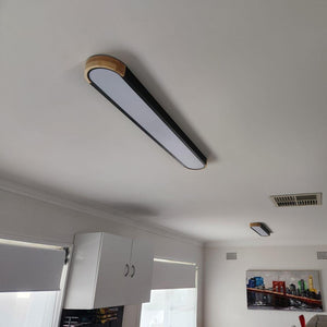 Oval Led Ceiling Light Flush Mount With Wood Accent