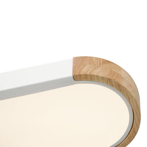 Oval Led Ceiling Light Flush Mount With Wood Accent