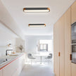 Oval Led Ceiling Light Flush Mount With Wood Accent