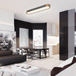 Oval Led Ceiling Light Flush Mount With Wood Accent