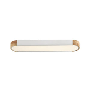 Oval Led Ceiling Light Flush Mount With Wood Accent