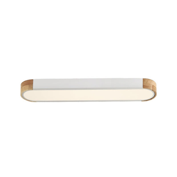 Oval Led Ceiling Light Flush Mount With Wood Accent