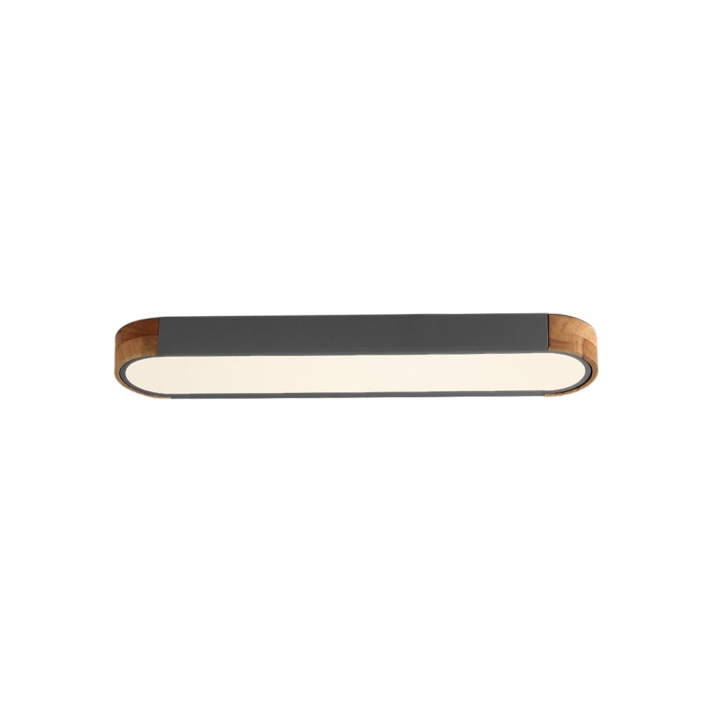 Oval Led Ceiling Light Flush Mount With Wood Accent