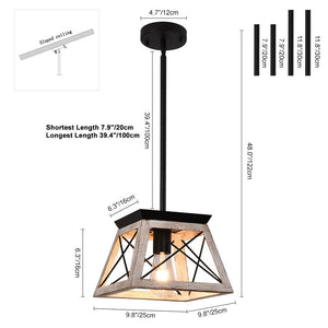 Pendant Lighting Single Light Square Rustic