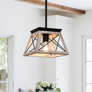 Pendant Lighting Single Light Square Rustic