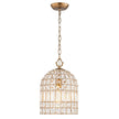 Vintage Crystal Birdcage Pendant Light – Antique Bronze Hanging Fixture