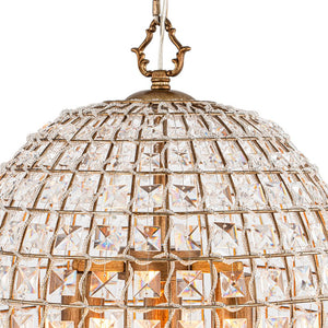 Vintage Crystal Birdcage Pendant Light – Antique Bronze Hanging Fixture