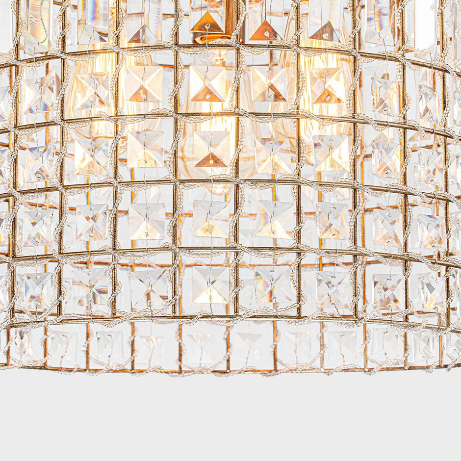 Vintage Crystal Birdcage Pendant Light – Antique Bronze Hanging Fixture