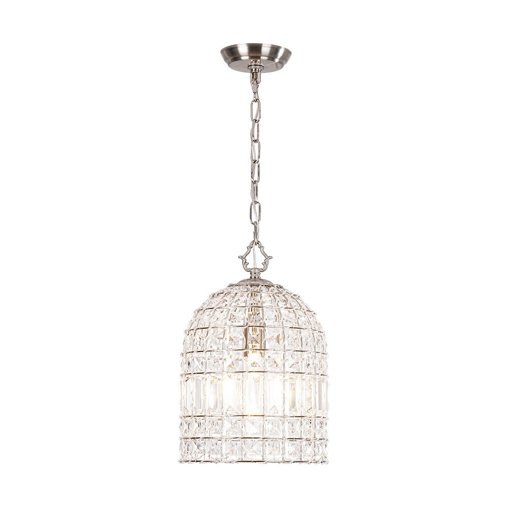 Vintage Crystal Birdcage Pendant Light – Antique Bronze Hanging Fixture