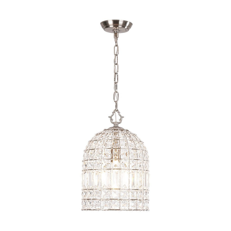 Vintage Crystal Birdcage Pendant Light – Antique Bronze Hanging Fixture