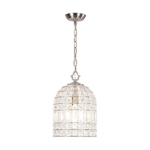 Vintage Crystal Birdcage Pendant Light – Antique Bronze Hanging Fixture