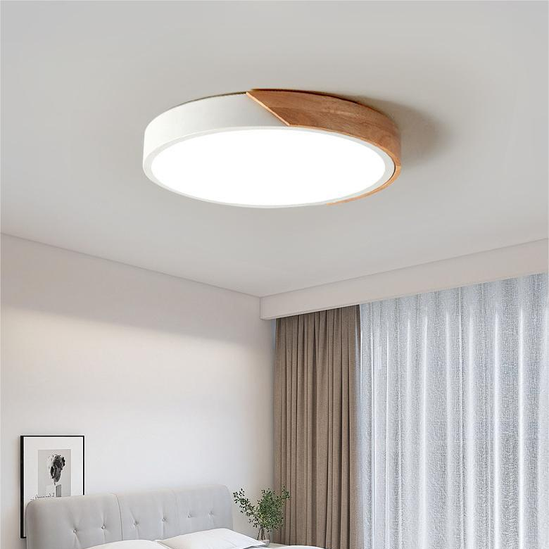 Nordic Wooden Circular Ceiling Light_  Modern Macaroon Design For Living Spaces
