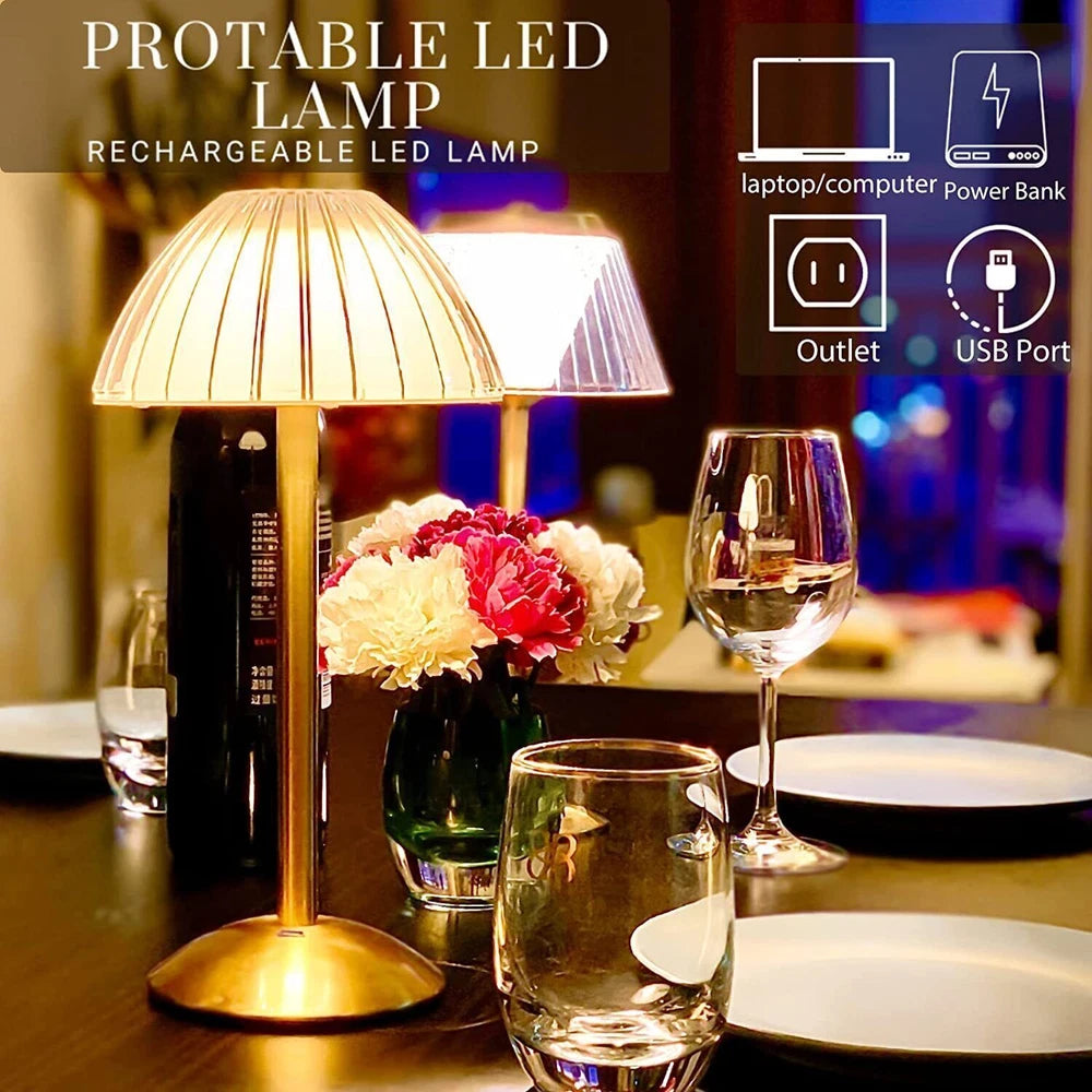 Modern LED Table Lamp USB Rechargeable Lamp Dimmable Bar Night Light Cordless