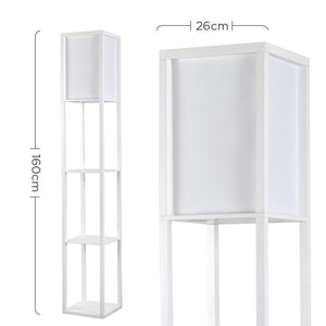 Floor Lamp with Shelf Storage Wooden Standing Living Room Tall Light