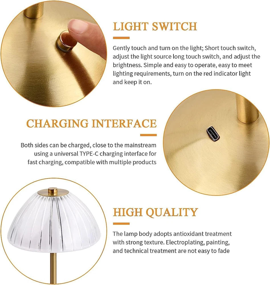 Modern LED Table Lamp USB Rechargeable Lamp Dimmable Bar Night Light Cordless