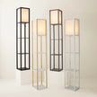 Floor Lamp with Shelf Storage Wooden Standing Living Room Tall Light