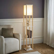 Floor Lamp with Shelf Storage Wooden Standing Living Room Tall Light