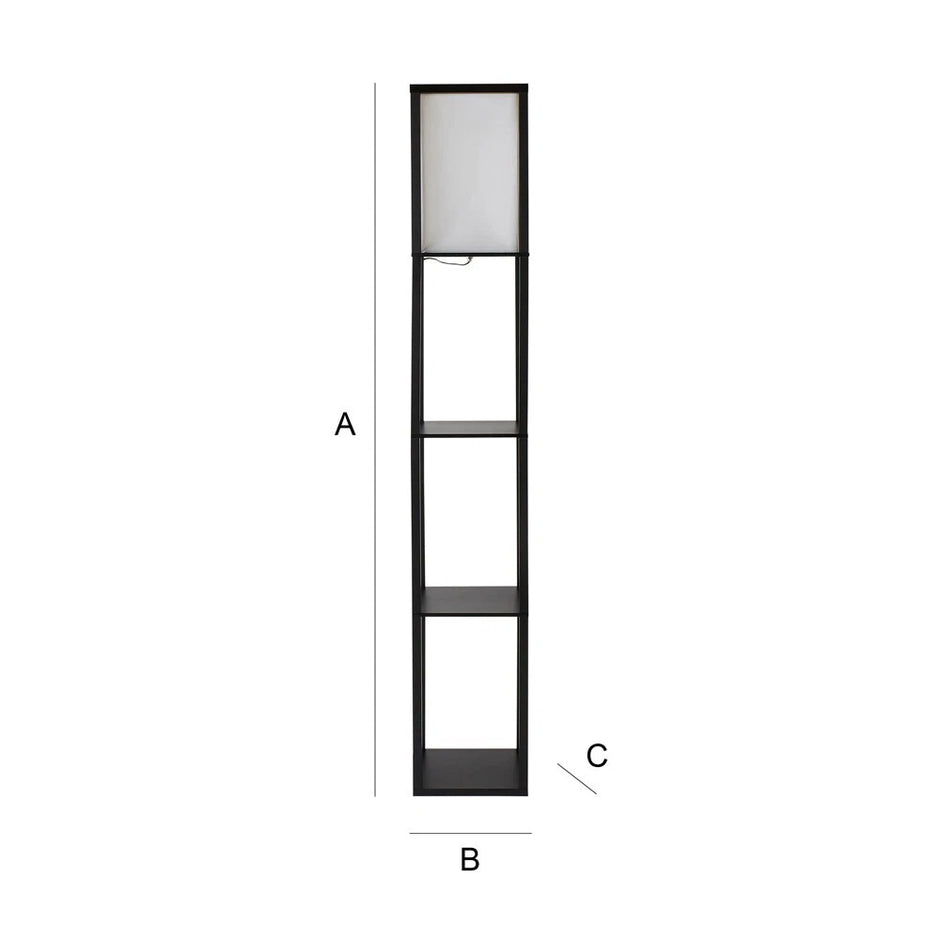 Floor Lamp with Shelf Storage Wooden Standing Living Room Tall Light