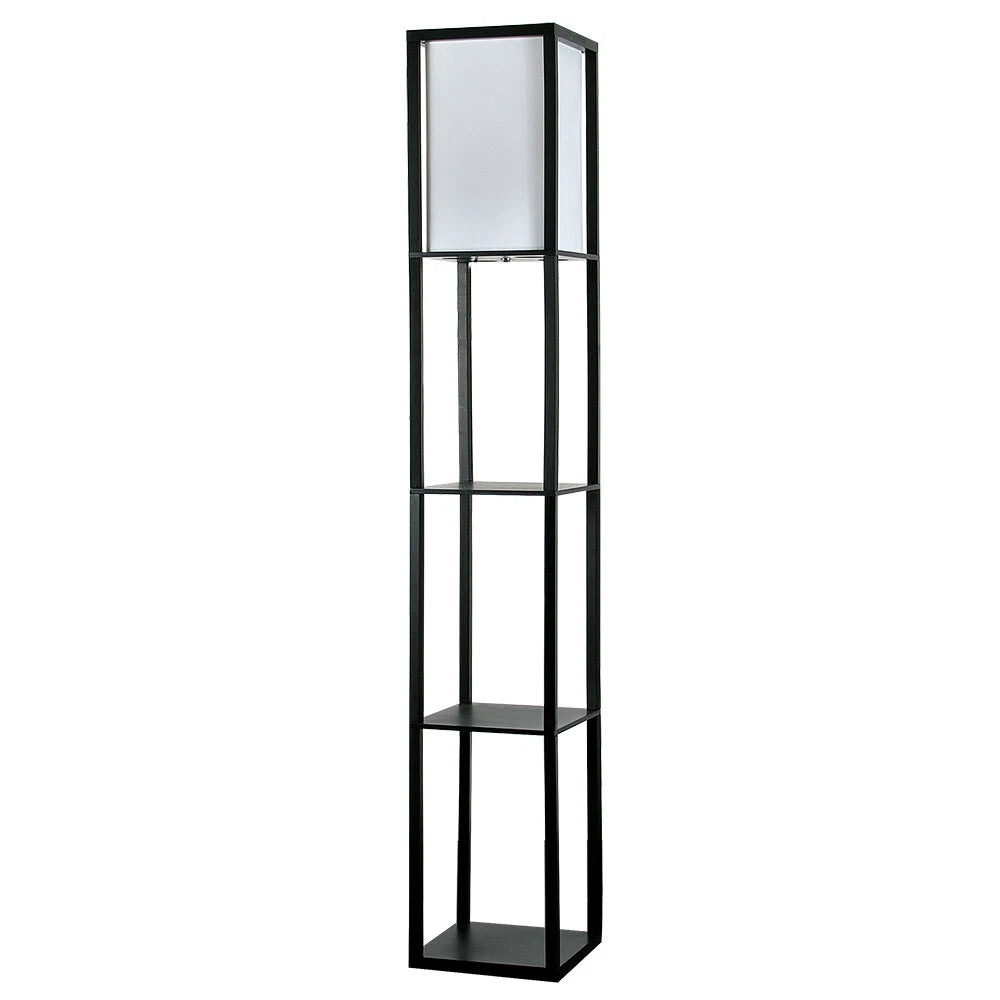 Floor Lamp with Shelf Storage Wooden Standing Living Room Tall Light