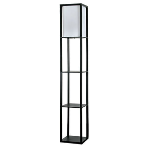 Floor Lamp with Shelf Storage Wooden Standing Living Room Tall Light