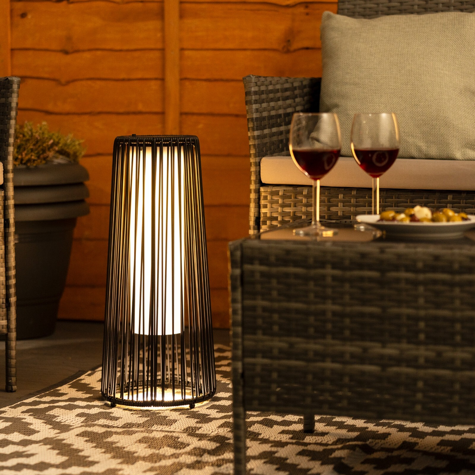 outdoor lighting for Garden Solar Powered Black Rattan Garden Light - MOSKBITE
