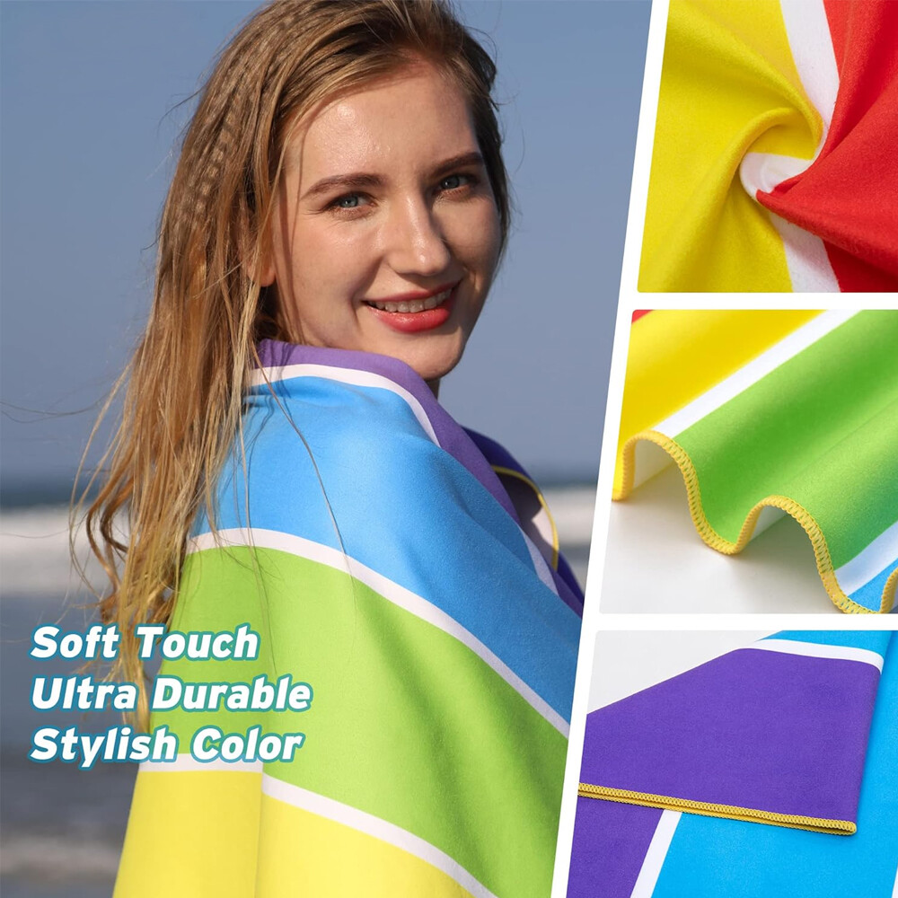 Beach Towel Striped Extra Large Microfibre Travel Towel - MOSKBITE